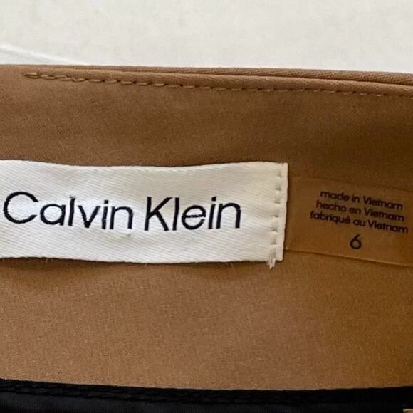 Calvin Klein Cotton Blend Tan/Neutral A-Line Skirt, Full, Classic, Size 6 - Picture 4 of 11